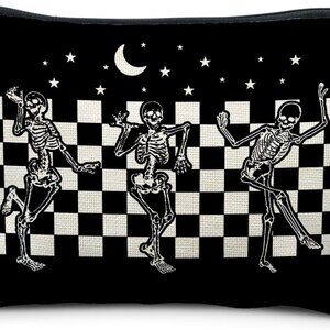 Halloween Spooky Gothic Gifts for Women, Goth Dancing Skeleton Makeup Bag Cosmet